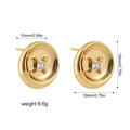 Detailed size chart of 18K gold button earrings with cubic zirconia and 19mm diameter - Gold Plated Button Style (22810_2)