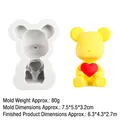 White silicone bear mold with finished yellow bear carrying a red heart DIY cake decor - Style 2-Bear Grey
