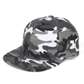 Detail of flat brim hip hop cap featuring grey camouflage pattern and premium stitching - Camouflage 2#