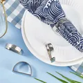 Silver D-shaped metal napkin ring with a high-polished finish for modern dining - Zinc Alloy / Bright Silver D-Shape
