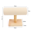 Single tier wooden T-bar jewelry display with beige velvet cylinder for watches - Small Cylinder: Beige Microfiber