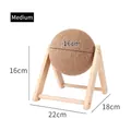 Detailed size view of medium wooden cat scratcher ball with dimensions 22x18x16cm - V-shaped Medium