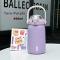 Borraccia termica viola da 490ml con coperchio a forma di orso e maniglia per bambini - 490ml / Viola taro