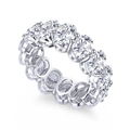 Detailed close-up of S925 sterling silver ring with oval-cut cubic zirconia stones - US 5 / White Oval Cut Eternity Ring (Style 4)
