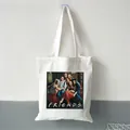 Artistic oil painting canvas tote bag with Friends style print on white cotton fabric - Friends Parody Print