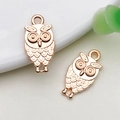 DIY owl jewelry pendants in rose gold finish with intricate feather texture and small bail - 1 Piece/Pack (9.6x18.3mm)