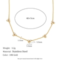 Detail of 18K gold plated stainless steel necklace with sparkling zircon droplets - Zircon Bead Chain-Gold