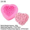 Pink heart rose silicone mold for handmade soap and candle DIY crafting tools - Dense Rose Cluster Heart / Pink