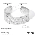 Silbernes Edelstahl-Armband mit Hammerschlag-Optik, Perlen und verstellbarer Passform - Silber Armband (PA1232)