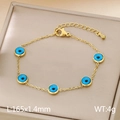 Bracciale dorato occhio di Allah con ciondoli blu e perle su scatola di gioielli - Stile Malocchio Blu Scuro (KB185514-HM)