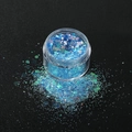 Brillantini esagonali blu brillante iridescenti e polvere fine in un vasetto tondo - Paillettes Scintillanti Blu Scuro 8g