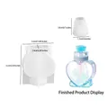 Heart-shaped silicone mold set for resin drift bottle with measurements and finished product - Heart Drift Bottle (With Stopper)