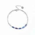 Zilveren paperclip ketting armband met blauwe natuurstenen kralen en S.Steel-label - paperclip ketting / Zilver Lapislazuli