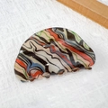 Artistic oil painting style acrylic hair claw with multi-color glitter abstract pattern - Oil Painting - Semicircle
