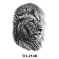 Waterproof temporary tattoo sticker featuring a realistic black and white lion head design - Th-214 / 210*148mm