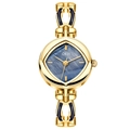 GEDI women's gold quartz watch with triangular blue marble dial and hollow link band - Gold Case Blue MOP Dial Black Accents