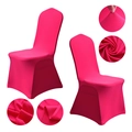 Rose red stretch chair cover for weddings with double-needle stitching and high elasticity - M / Standard Type / Rose Red