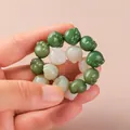 Handmade gradient green cat paw beaded bracelet with soft jade-like finish - S067-cat Paw [gradient Green] Bracelet #sz542