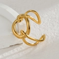 Anello aperto geometrico placcato oro 14K con design a nodo vuoto per donna - Stile a Nodo Cavo (R728-B)