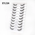 Pack of 10 pairs of black cat eye half eyelashes with natural volume for a lifted look - Curled Voluminous Style (XYJ34) / 10 Pairs Set