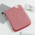 Red and white checkered 13-inch laptop sleeve with front pocket and zipper closure - 11" / Red White Plaid