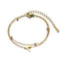 Double-layered golden stainless steel chain bracelet with a letter Y pendant charm - Letter Y