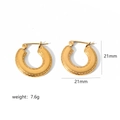 Polished 18k gold plated stainless steel wave circle hoop earrings with hammer texture - Hammered Round Style (TE6182)
