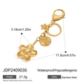 Portachiavi in acciaio dorato con ciondolo a fiore 3D e rilievo dell'Albero della Vita - Acciaio Inossidabile/Impermeabile/Ipoallergenico / Oro - Stile con Fiore Albero della Vita (JDP2409036)