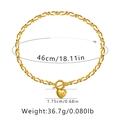 Detail of 46cm gold Figaro chain necklace with heart pendant and OT toggle clasp - Heart Pendant Figaro Chain (KN0122)