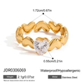 Anillo de corazón en acero inoxidable dorado con circón de corte corazón - Corazón Estilo Patchwork (JDR0306069) / Dorado