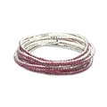 Elastic silver bracelets set featuring brilliant red and pink rhinestones stacked - Silver Multi-layer Pink Rhinestone