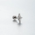 Silver star surgical steel stud earring with marquise cut zircon stones for cartilage - Cross Star Style (A115-1#)