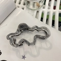 Elegant grey marble acetate cloud hair claw clip with wavy edge and silver metal spring - Approx. 8cm / Grey Ink Marble