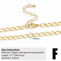 Detail view of 18k gold plated copper chain showing lobster clasp and product dimensions - Style F (4.0mm Cuban Chain/40+5cm)