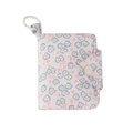 Floral fabric mini storage bag with snap closure and hanging hook on white background - Beige Floral