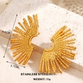 Boucles d'oreilles dorées en forme d'éventail en acier inoxydable, hauteur 4.5cm - Texture en Forme d'éventail Or (824)