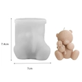 3D bear with rabbit silicone mold for DIY candles and plaster crafts, 7.4x7cm size - Bear Holding Doll / 7.4cmx7cm