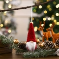 Dettaglio di uno gnomo natalizio in maglia rossa appeso a un ramo decorativo festivo - Rosso Tipo C