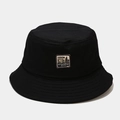 Men's vintage black bucket hat with retro denim supplies square patch and cotton fabric - M(56-58cm) / Black