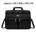 Black waterproof oxford laptop briefcase with dimensions 42x32x15cm and shoulder strap - Large Style 2 (42cm)