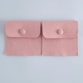 Pair of soft pink velvet jewelry pouches with snap button flip cover for rings - 8x8cm / Pink