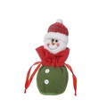 Weihnachts-Schneemann-Geschenkbeutel aus Strickstoff mit roten und grünen Details - Schneemann