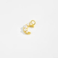 Close-up of a golden moon pendant featuring white pearl embellishments and a ring hook - SSE49-Pearl Moon