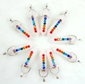 Set van 10 opaal zeshoekige prisma hangers met zeven chakra gekleurde strassteentjes - Rozenkwarts