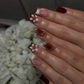 Uñas postizas 3D con flores hechas a mano en ámbar y marrón, forma cuadrada - Estilo Flor 3D Leopardo Ámbar (JP4264)