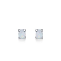 Minimalist S925 sterling silver stud earrings featuring oval white opal gemstone in silver claw - October-ED3489 / 925 Silver