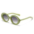 Occhiali da sole ovali retrò verde oliva con montatura spessa e lenti sfumate - Montatura Verde Lenti Grigio Sfumato
