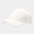 Classic white PU leather baseball cap with matte finish and textured six-panel design - Adjustable / White