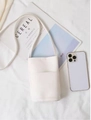 Mini sac à bandoulière blanc minimaliste pour téléphone en cuir PU à motif litchi - Blanc