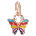 Pendentif papillon luxe en or rose avec ailes en émail coloré et strass brillants - Papillon Émail Multicolore Or Rose (010)